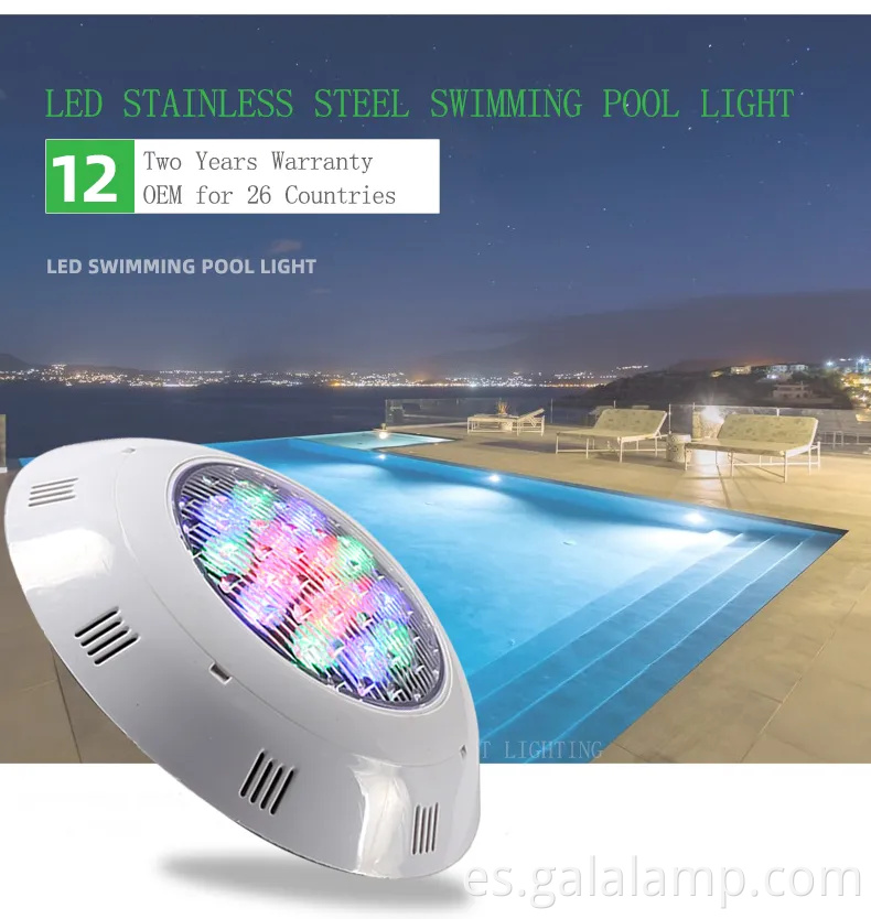 Luces de pared de la piscina LED, luces de pared submarina, luces de fuentes de arco iris impermeables